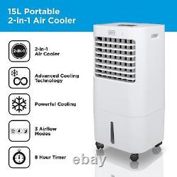 BLACK+DECKER Air Cooler, 15L Portable 2-in-1, 3 Modes, BXAC65007GB, White