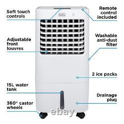 BLACK+DECKER Air Cooler, 15L Portable 2-in-1, 3 Modes, BXAC65007GB, White