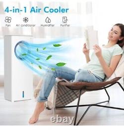Evaporative Air Cooler, 4 in 1 Portable Air Conditioner Bladeless Design