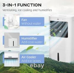 Portable Air Cooler Cooling Fan Air Conditioner with Water Tank Humidifier White