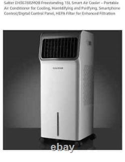 SALTER 15 Litre Smart Air Cooler cools purifies humidifies R-control EH36781SMOB